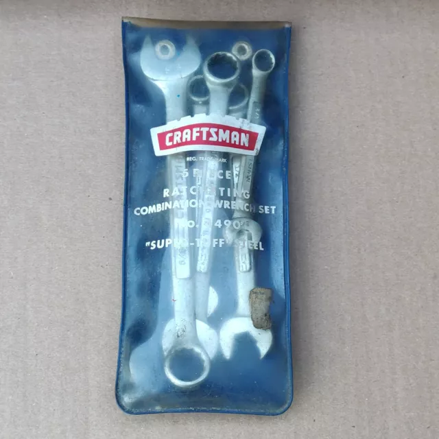 Craftsman Tools USA 5pc SAE Ratcheting Speed Combination Wrench Set Vintage V