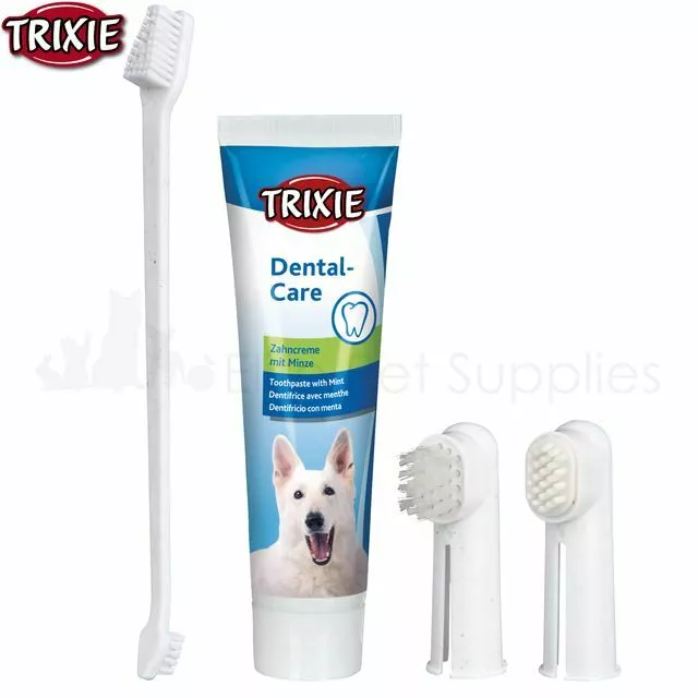 Trixie Dog Dental Hygiene Set Mint Toothpaste Toothbrush Tartar Control
