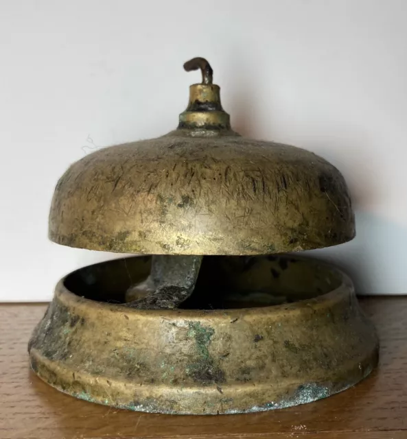 Very Old Antique Shop Counter Bell Hotel Solid Brass Nice Patina