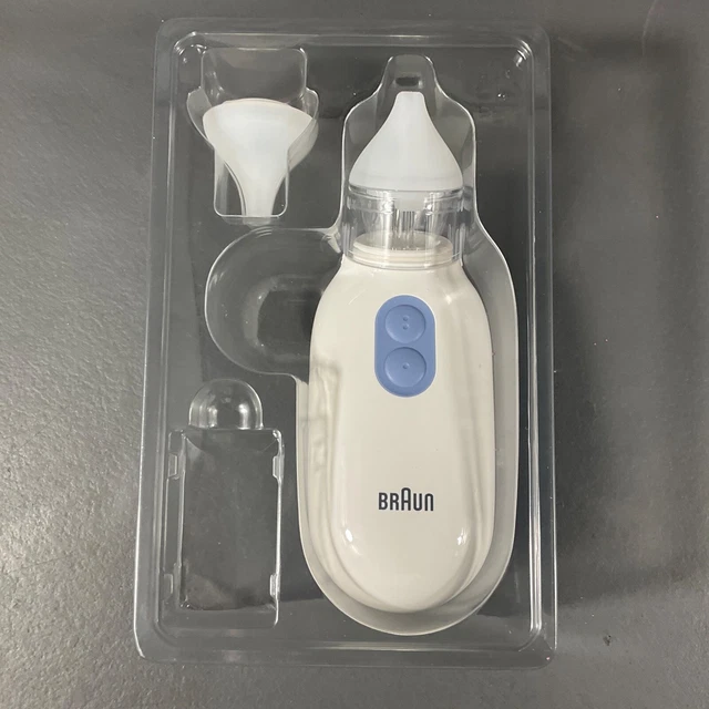 Braun Nasal Aspirator 2 Suction Levels Easy to Clean Washable Tips Batteries