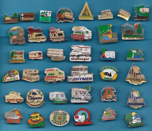 Rare Lot De 38 Pin's Caravane Camping Car Caravaning Divers             Tgw25