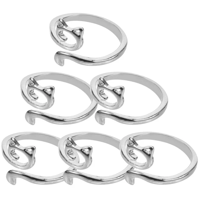 6Pcs Sewing Knitting Rings Decorative Finger Rings Creative Shaped Crochet