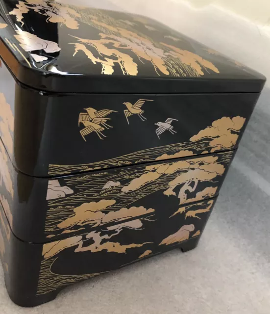 Japanese Antique golden lacquered box,3 tier,20cmx20cmx19cm,Jewelry,Acce,Decor 3