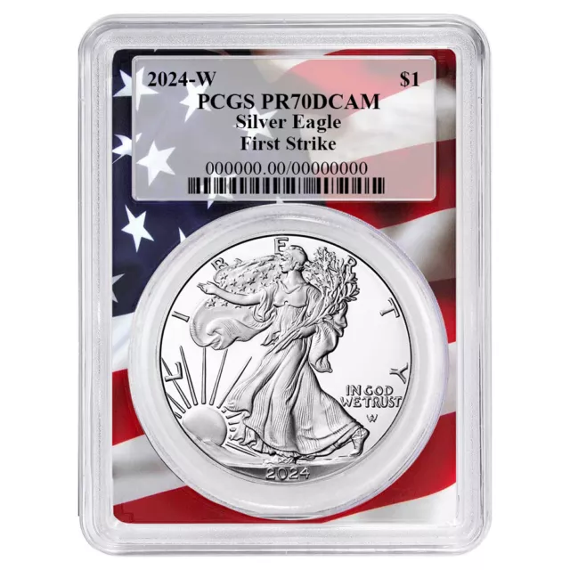 2024-W Proof $1 American Silver Eagle PCGS PR70DCAM FS Flag Frame