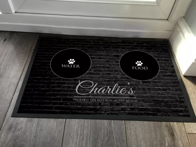 Personalizado Mascota Perro Cuenco Estera de Alimentación Gris Y Negro Ladrillo