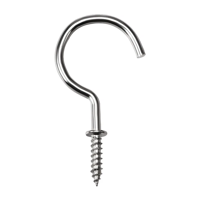 2.8" Screw Eye Hooks Self Tapping Screws Screw-in Hange with Plate Silver 20pcs
