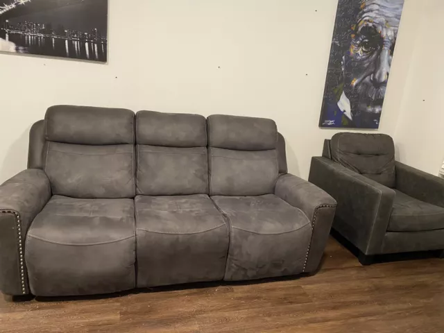 Grey power reclining sofa with USB ports 