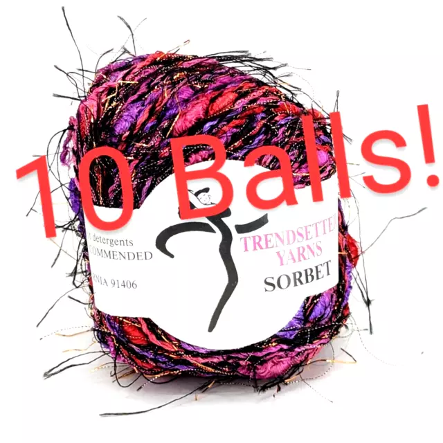 10 Lashy Balls! Trendsetter SEALED Sorbet SLUB Wild Copper Red Fuchsia Iris #12