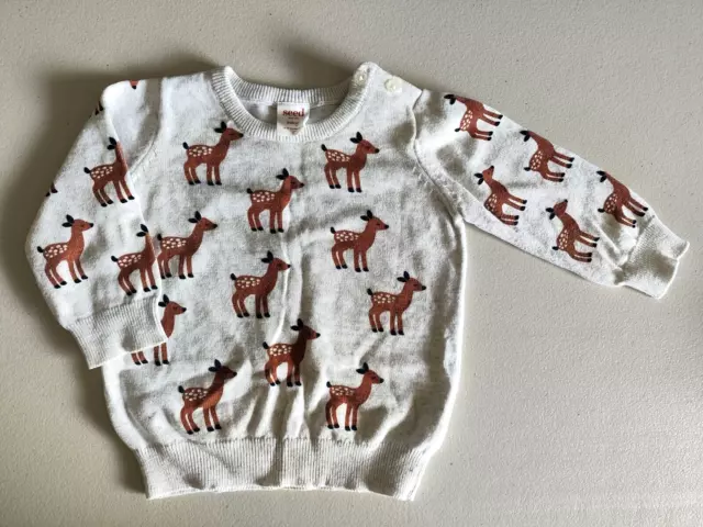 NEW Baby Deer Grey Cotton Jumper SEED HERITAGE Size 6-12 months Post $5  *P