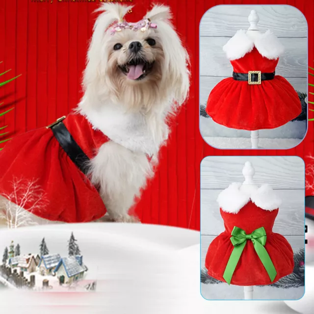 Haustier Katze Weihnachtsmann Kostüm Hund Weihnachtskleid Warmes Outfit F