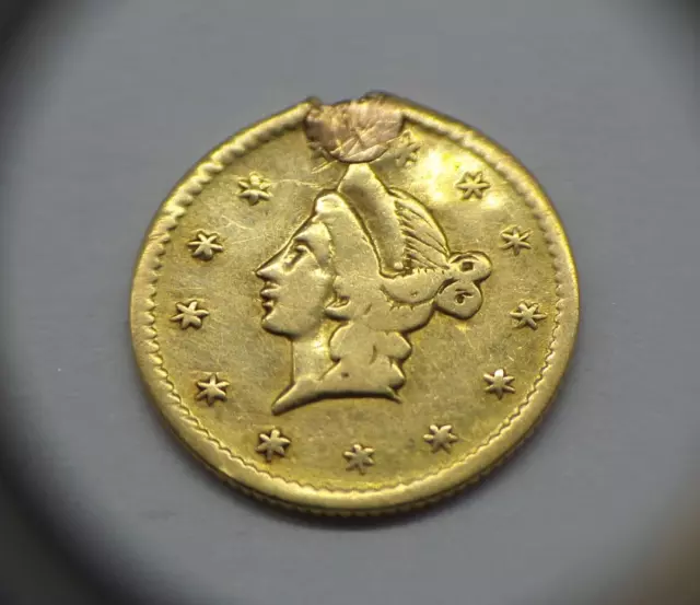 1852 California Gold 1/2 Fractional Dollar Coin 17k Gold  .684 Grams - B619