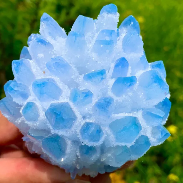 430G New Find sky blue Phantom Quartz Crystal Cluster Mineral Specimen Healing