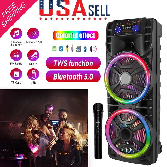 PORTABLE DUAL 12& Woofer TWS Wireless Bluetooth Speaker Loud FM Heavy ...