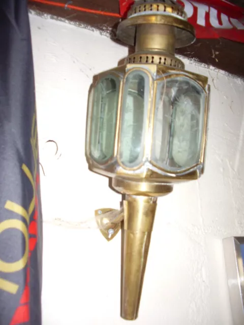 ancienne lanterne de calèche rectangulaire verres biseautés et sculptés 19 ème