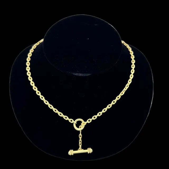 ELIZABETH LOCKE Orvieta Hammered Gold Oval Link Necklace 18' Inch 19K YG 2