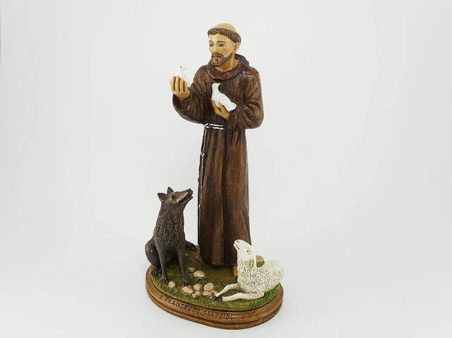 STATUA DI SAN Francesco d'Assisi in marmo resina Made in Italy 29 cm