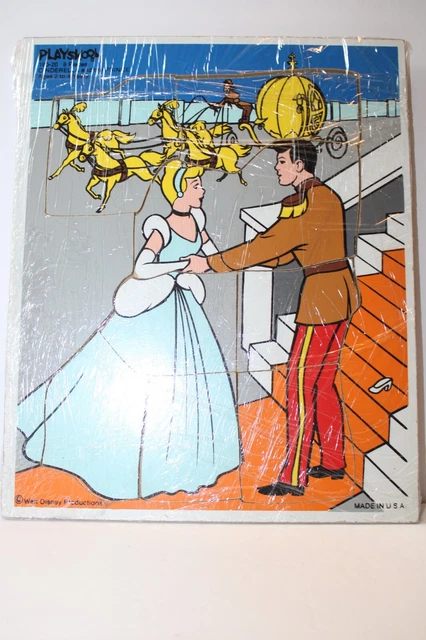 Playskool Vintage Cinderella & Prince Charming - puzzle No. 190-20 Wood / 8 Pc