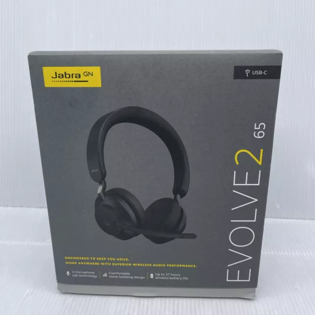 Jabra Evolve2 65 USB-C Stereo -Black Wireless Headset. Open Box.Great Condition