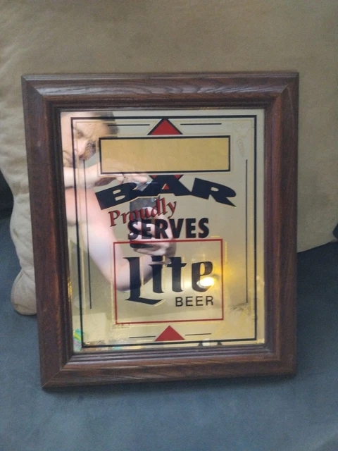 bar mirror signs Lite Beer Framed Mirror Man cave Advertising Mint Condition