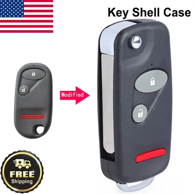 for Honda Civic Pilot Element CR-V Remote Flip Key Shell Case Fob 3 Buttons