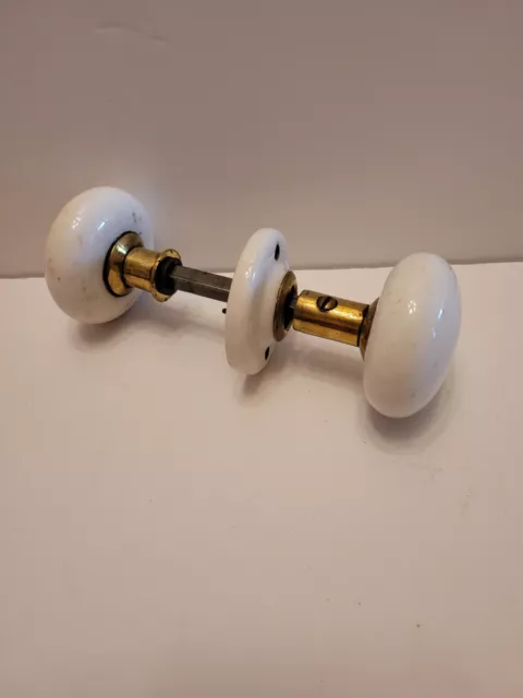 Antique White Porcelain Door Knob Set