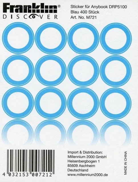 Anybook Stick*r blau für DRP5100 | 400er Set | Franklin | Stück | Deutsch | 2018