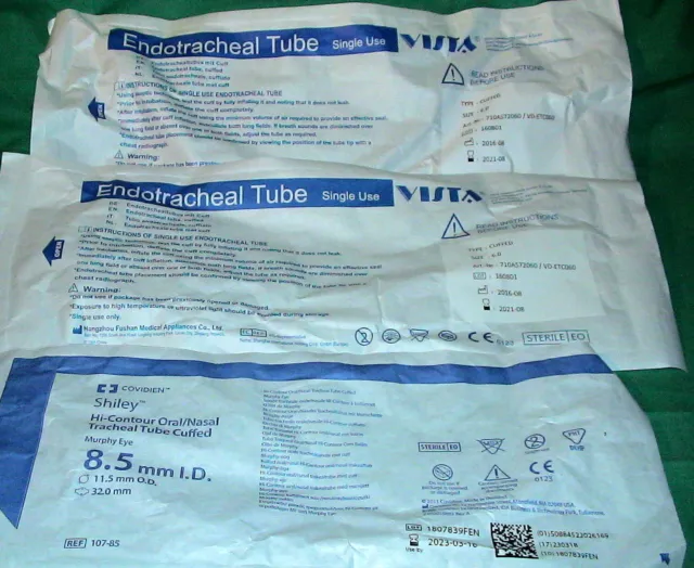 Med Demo 3 Endotracheal Tuben Covidien & VISTA  8,5-6.0mm Tube Cuffed Oral Nasal 2