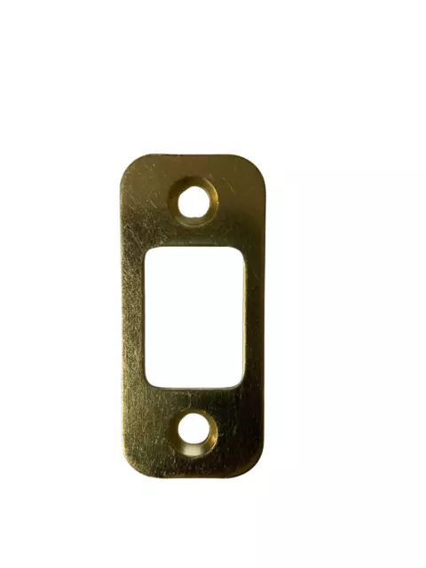 Deadbolt Strike Plate Door Backplate 1" x 2 1/4" Round Corner satin nickel brass
