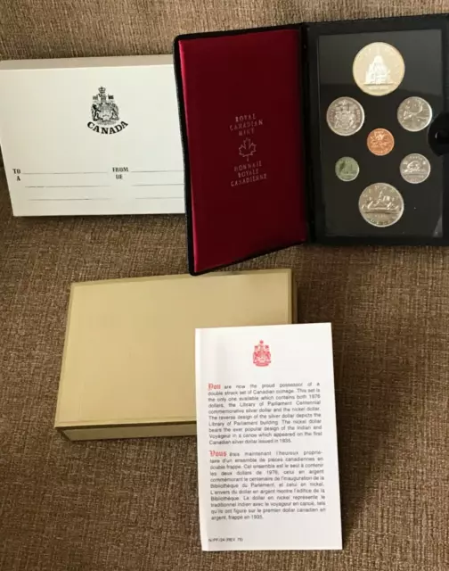 CANADA 1976 Double Dollar 7 Coin Set Double Struck with COA, Slip Cover & Carton