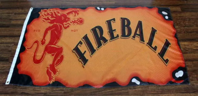 Fireball Cinnamon Whisky Banner Bar Flag Fire Burnt Flames Logo Whiskey XZ