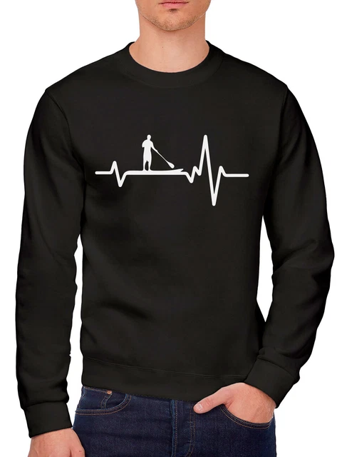 SUP Paddle Boarding Heartbeat Paddle Boarder Enthusiast Mens Sweatshirt Sports