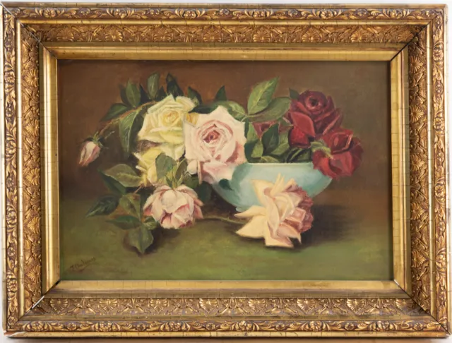 Early 20th Century Still Life Oil On Board "Flowers"