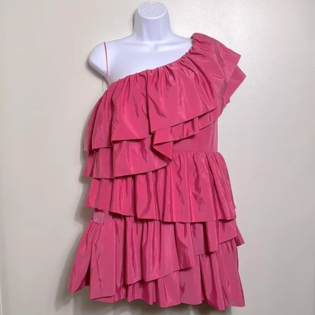 Endless Rose One-Shoulder Ruffled Mini Dress Pink Size Large NWT 2