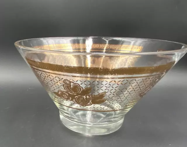 Vintage MCM Anchor Hocking Starlyte Floral Chip Bowl