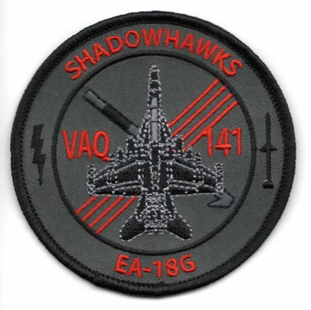 Usn Navy Vaq-141 Ea-18G Bullet Shadowhawks Dark Gray Black Embroidered Patch