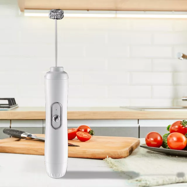 Electric Whisk 3 Speeds Electric Milk Frother Mixer Foam Maker Tools (White)