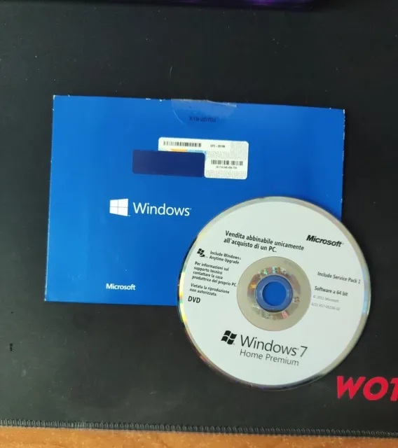 Windows 7 Professional 64 bit dvd  service pak 1 ITA NO CODICE