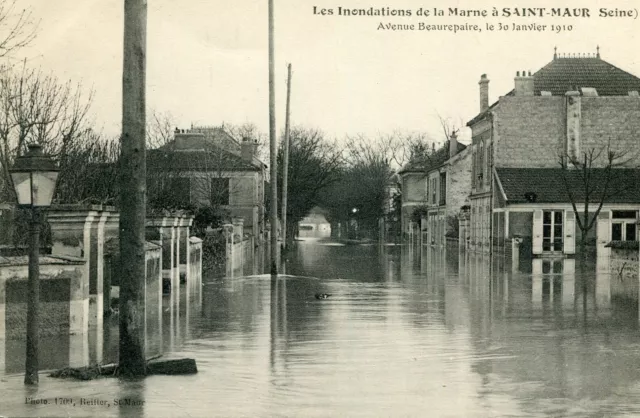 SAINT MAUR DES FOSSES Inondations de la Marne Avenue Beaurepaire 30 Janvier 1910