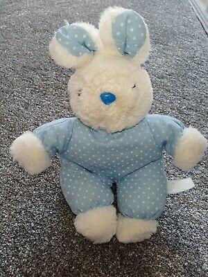 Mothercare vintage blue bunny rabbit spotty soft toy comforter hug plush baby