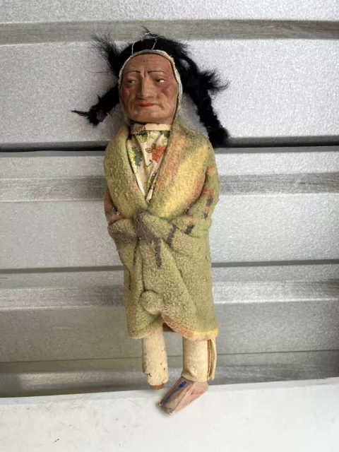Skookum Native American Indian Vintage Antique Doll Man Male 13" missing foot