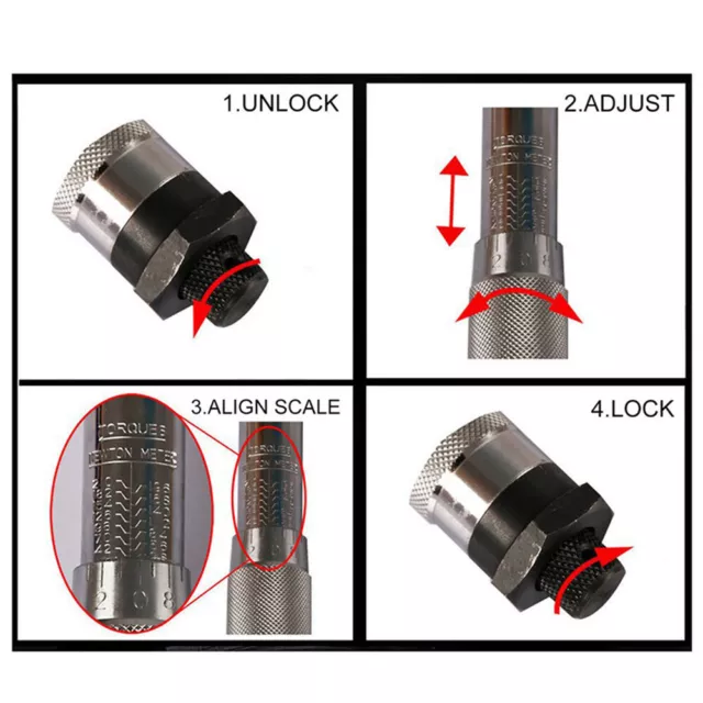 Drehmomentschlüssel 1/4" Zoll Antrieb 5 bis 25 NM Drehmoment Schlüssel Werkzeug 10
