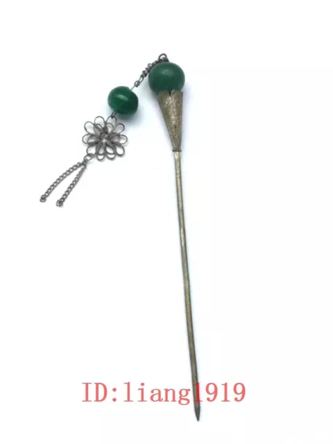 Old Chinese Tibet Silver Hand-made Pretty Hairpin Hair Decoration Gift 5.3 inch