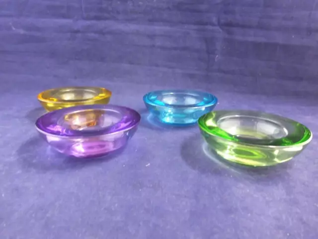 Classic Coloured Glass Tea Light Holders Set of 4.