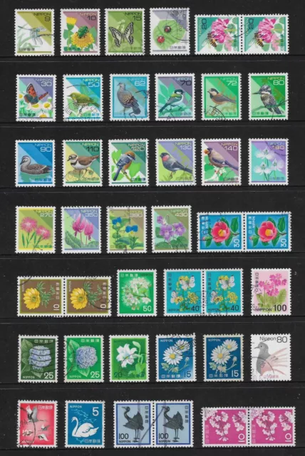 JAPAN mixed collection No.236, Insects, Birds, Flowers, used