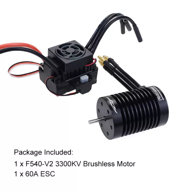 F540-V2 4370KV Sensorless Waterproof Motor 3.175mm+60A ESC For 1/10 RC Car 2