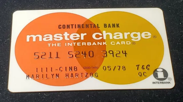 Continental Bank Master Charge Credit Card~ Town & Country~ exp 1978~our# cc2185