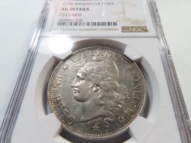 E63 Argentina 1882 Peso NGC AU Details