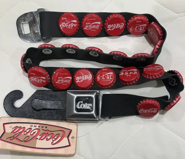 Coca-Cola Adjustable Bottle Cap Belt From "Around The World" W/ Seat Belt Buckle