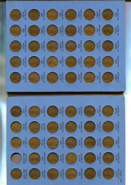 1909 -1940 PD S LINCOLN HEAD PENNY 87 COIN SET MISSING 31 s and 09S VDB