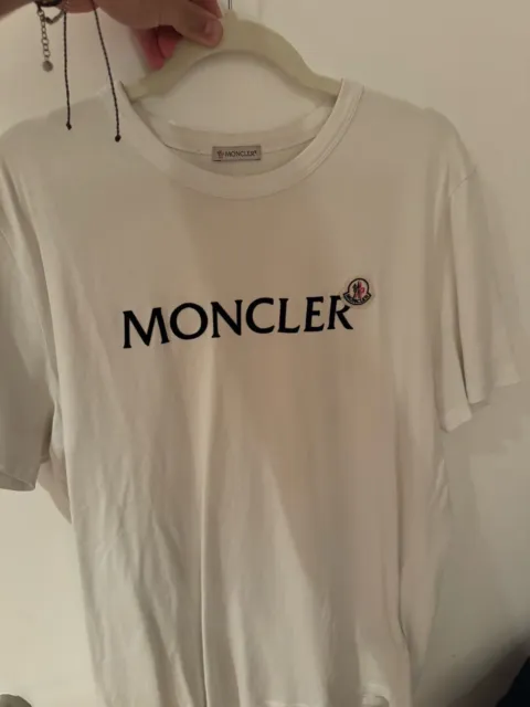 Moncler Men's Short Sleeve Front Logo T-Shirt 100% Cotton White  size XL